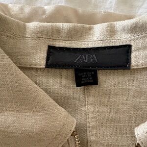 ZARA Beige Linen Zip Jacket